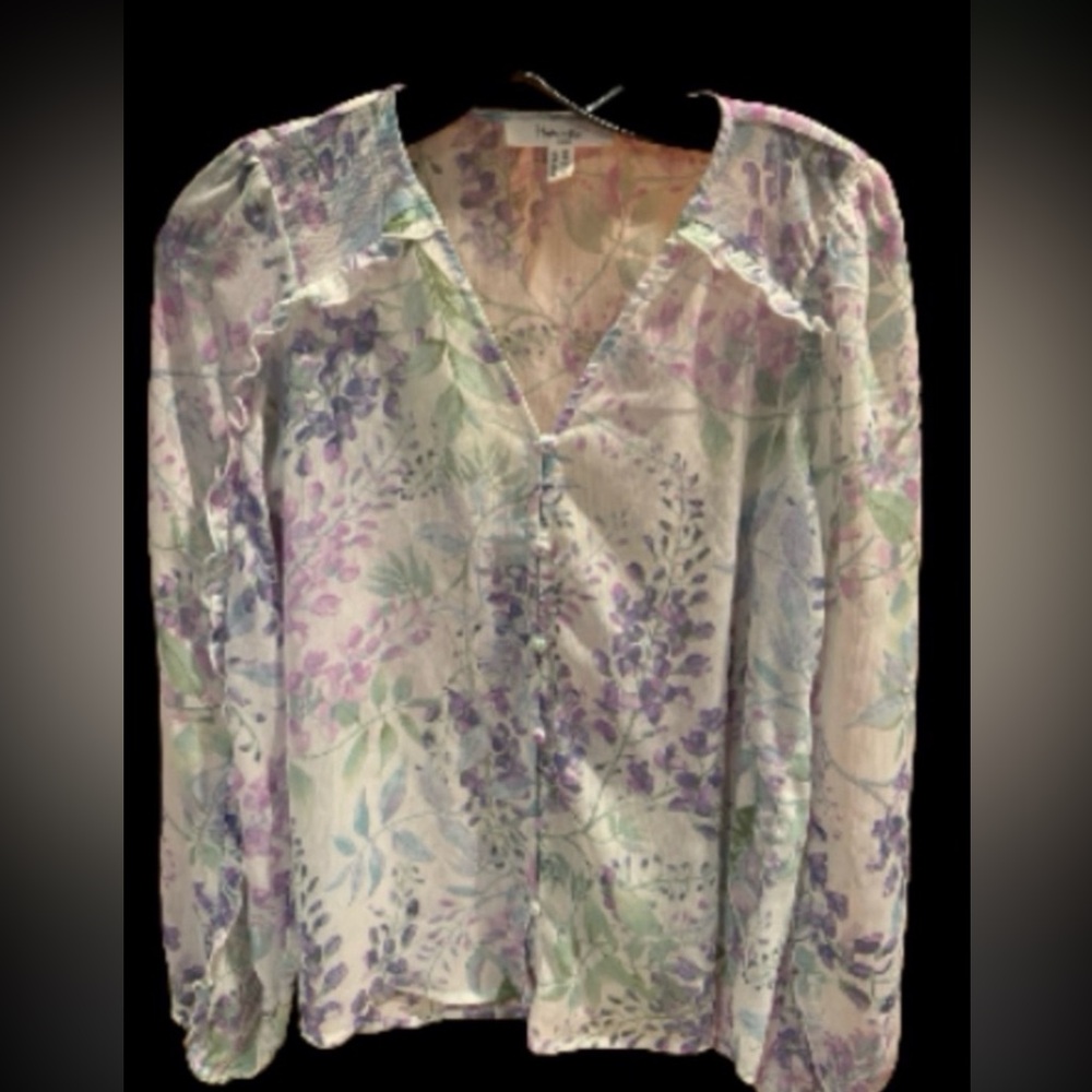Haver & Blair Semi Sheer Floral Blouse Size XS
